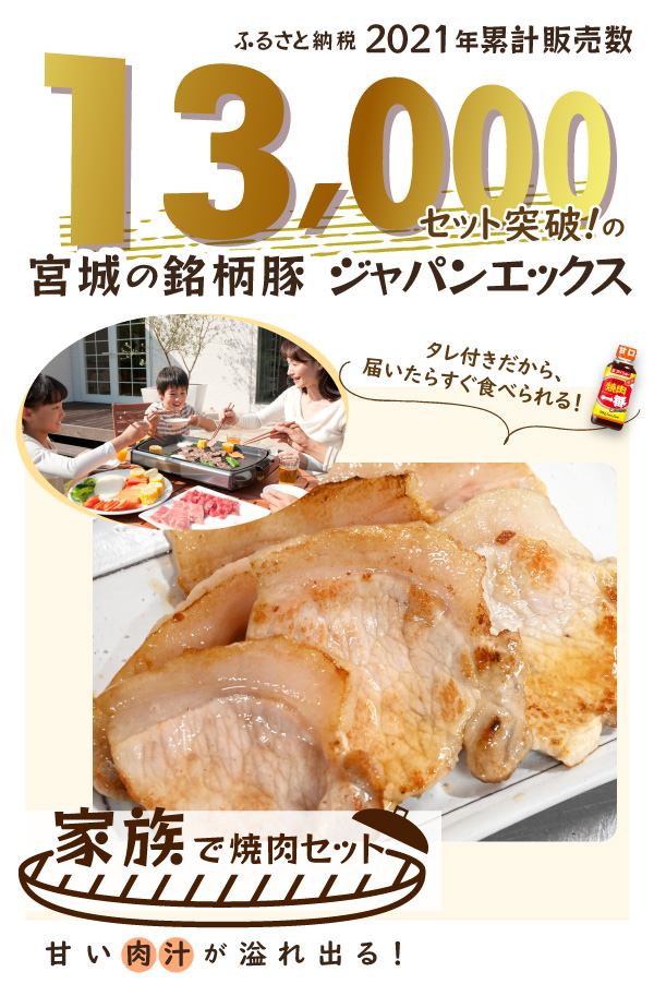 JAPAN X,ジャパンエックス,JAPAN X,焼き肉・BBQセット,2～3人で調度いい400gのセット,ふるさと納税で13,000セット売れた宮城の銘柄豚,