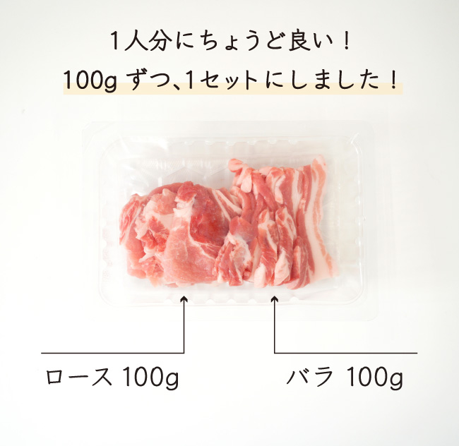 JAPAN X,ロース100g,バラ100g,バーベキュー,BBQ,焼肉,焼き肉,1人前分,ひとり分,１つのパックにロース100g、バラ100ずつ入っています。